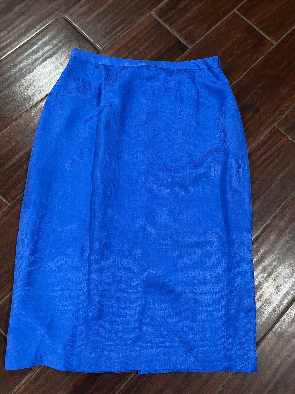 Classic Women's Blue Pencil Skirt 100%silk